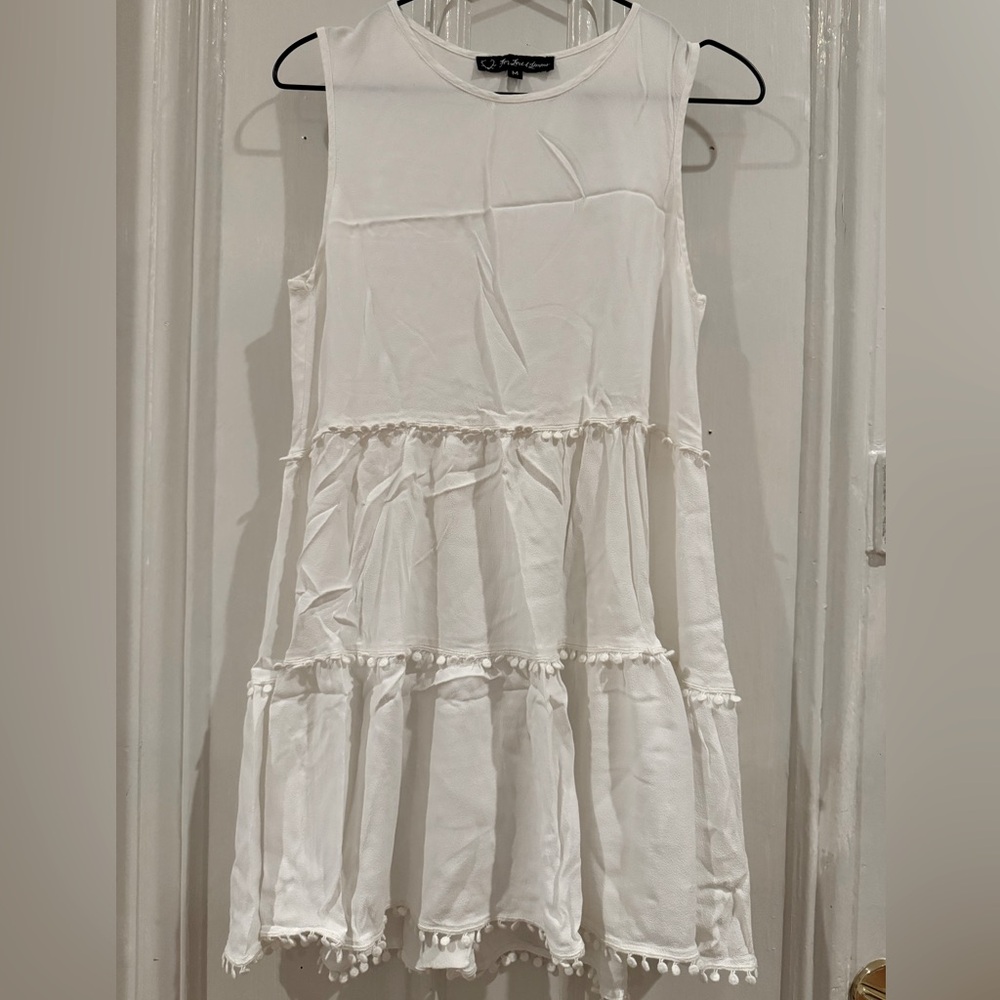 For Love & Lemons Ivory Tiered Pom-Pom Dress - Women’s Medium